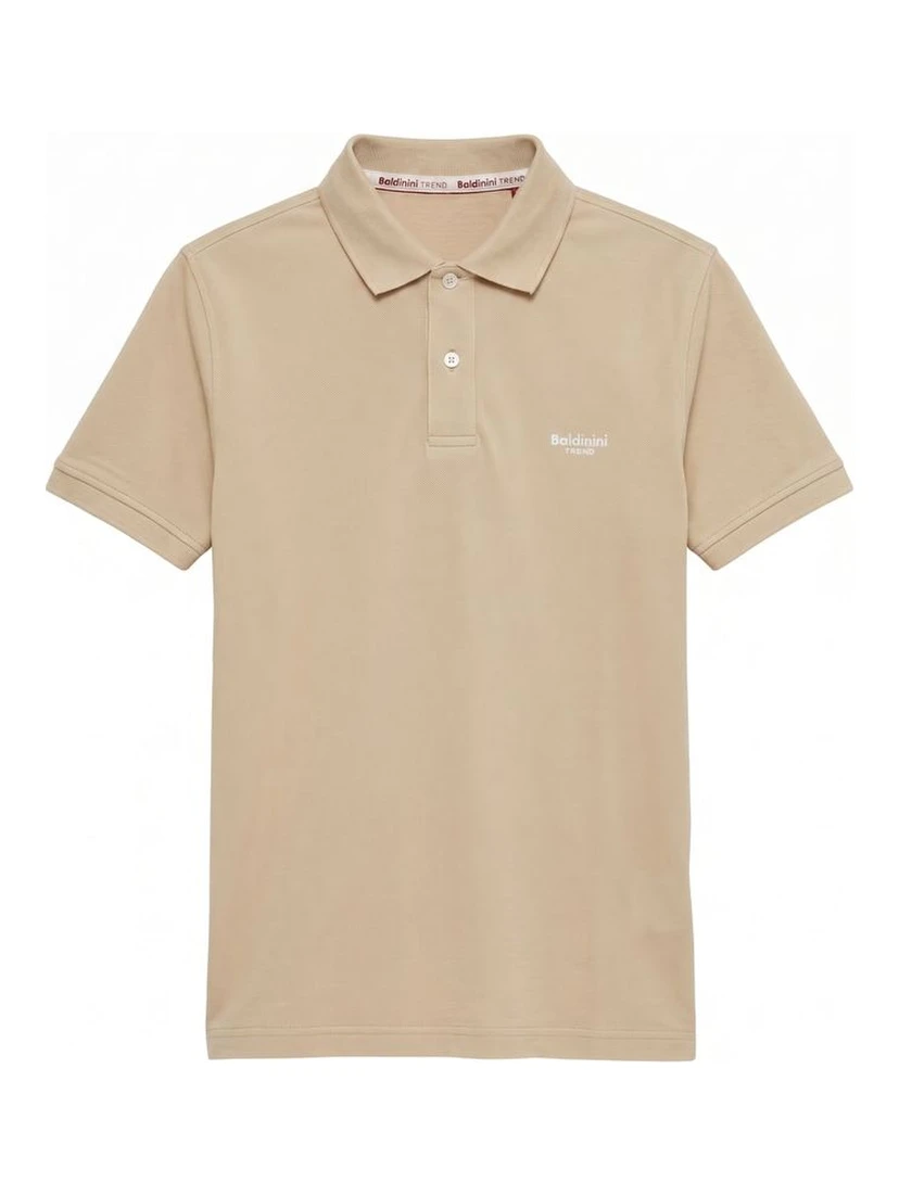 Beige Cotton Men Polo-Shirt