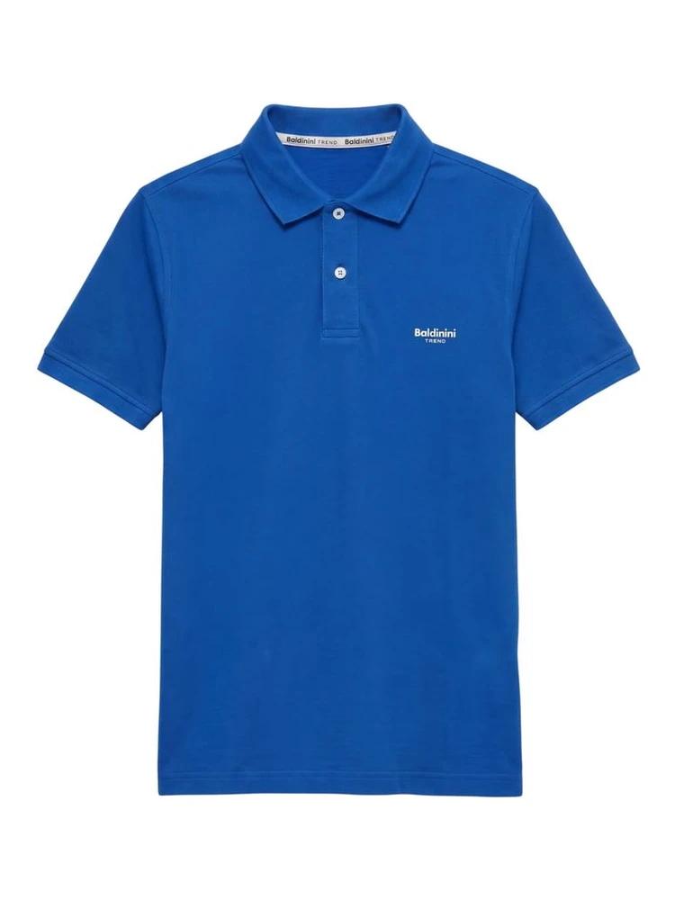 Blue Cotton Men Polo-Shirt