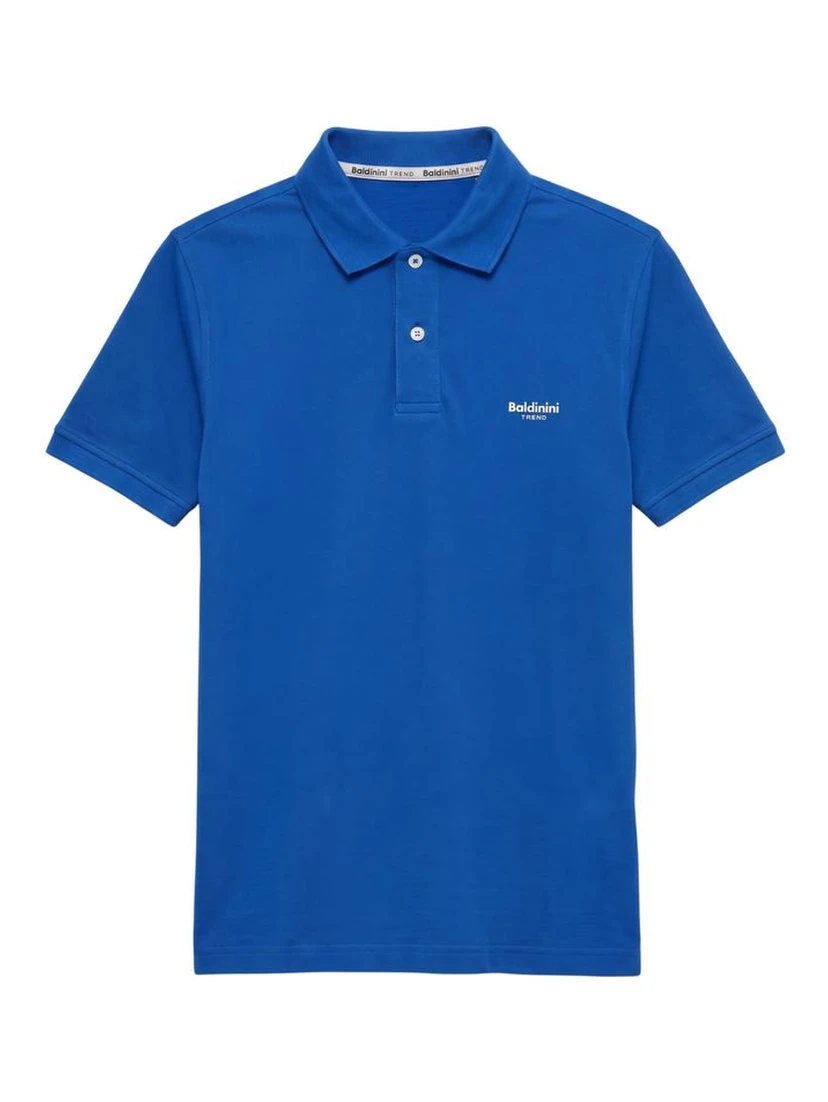Blue Cotton Men Polo-Shirt