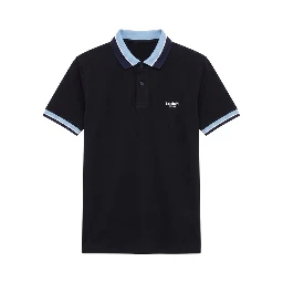 Blue Cotton Men Polo-Shirt