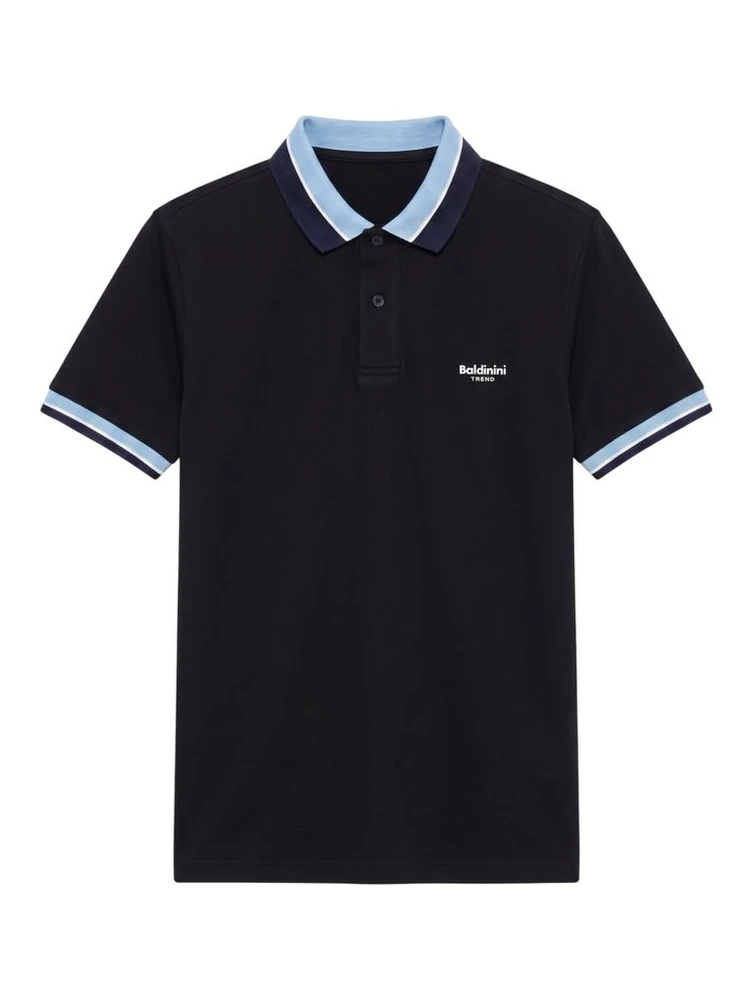 Blue Cotton Men Polo-Shirt
