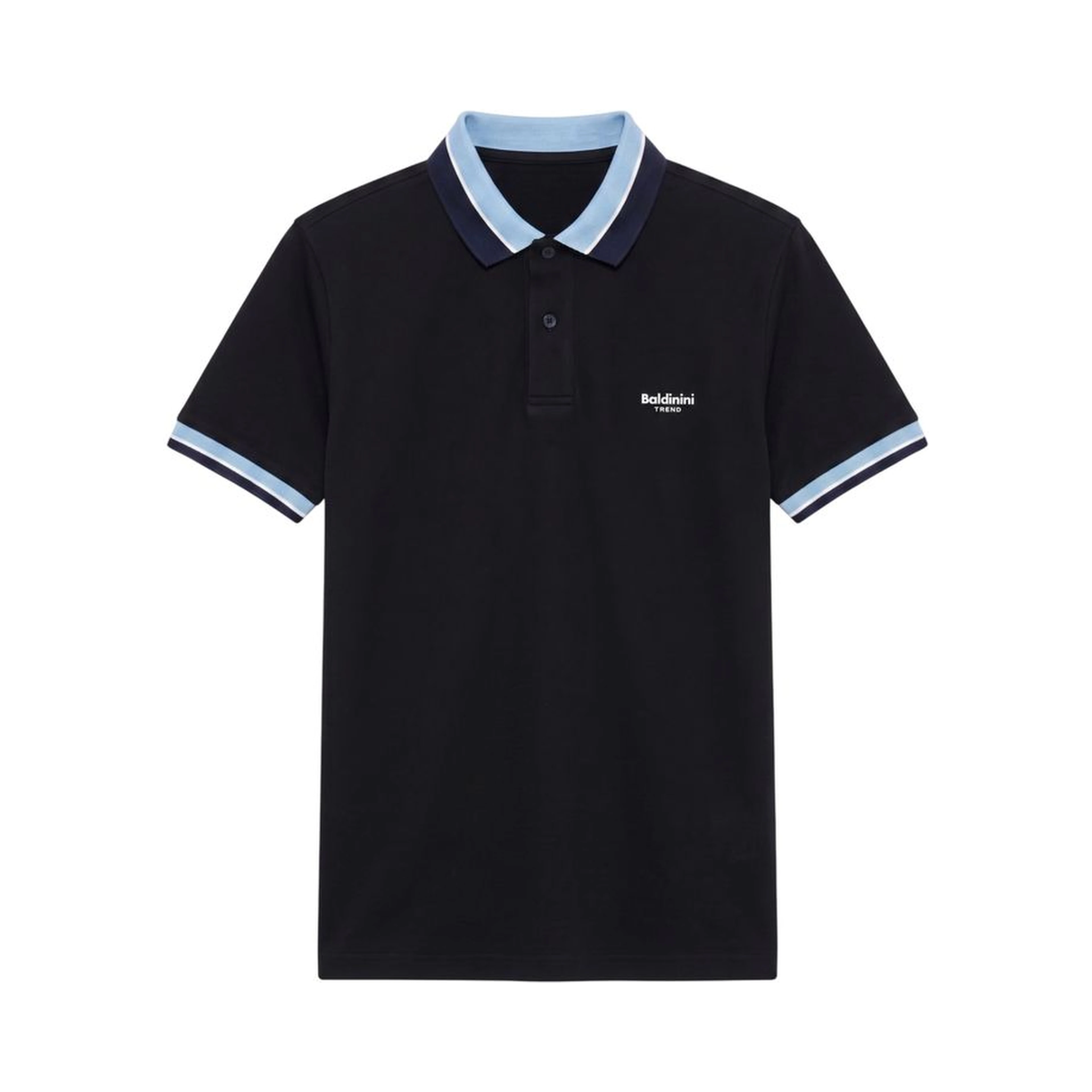 Blue Cotton Men Polo-Shirt