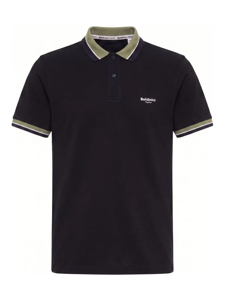 Blue Cotton Men Polo