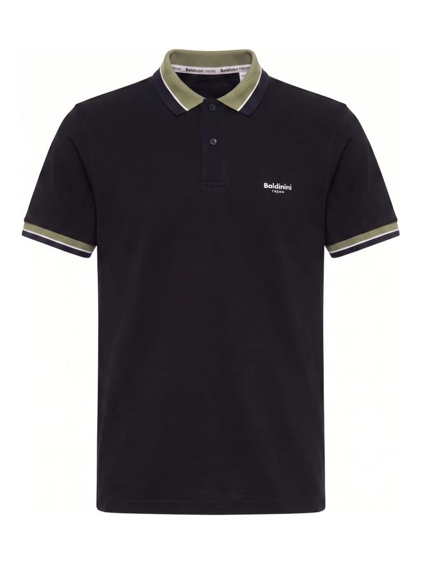 Blue Cotton Men Polo