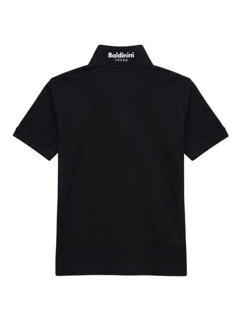 Black Cotton Men Polo