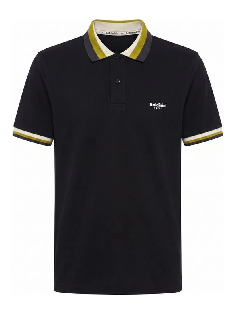 Black Cotton Men Polo-Shirt