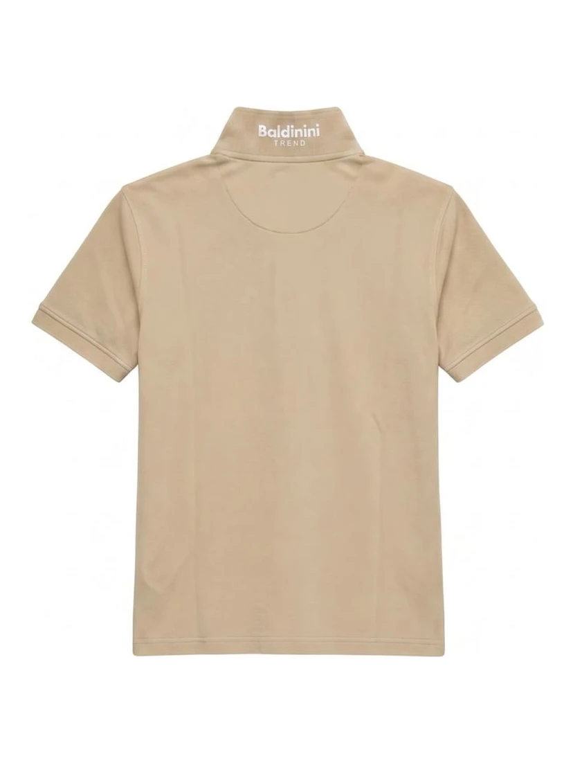 Beige Cotton Men Polo-Shirt