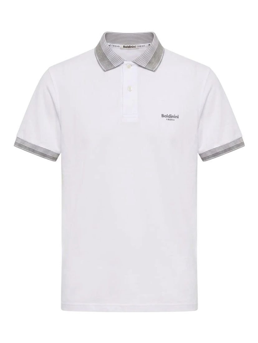 White Cotton Men Polo-Shirt