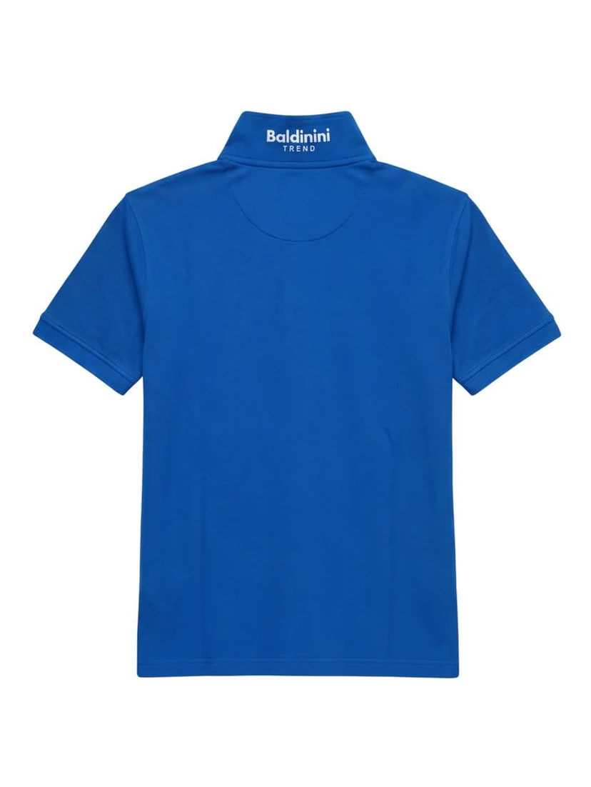 Blue Cotton Men Polo-Shirt