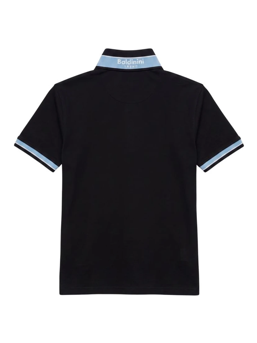 Blue Cotton Men Polo-Shirt
