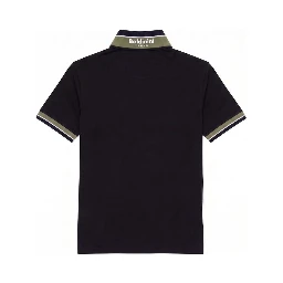 Blue Cotton Men Polo