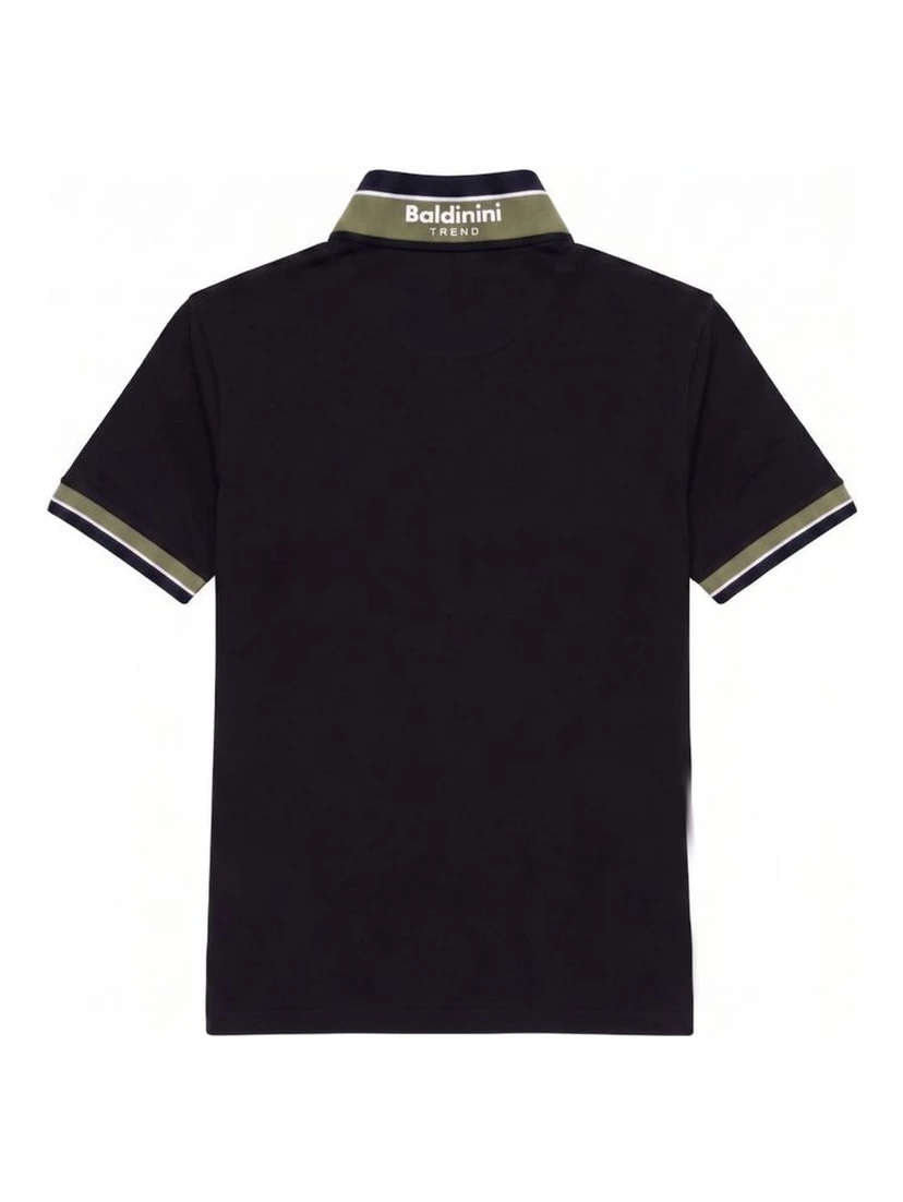 Blue Cotton Men Polo