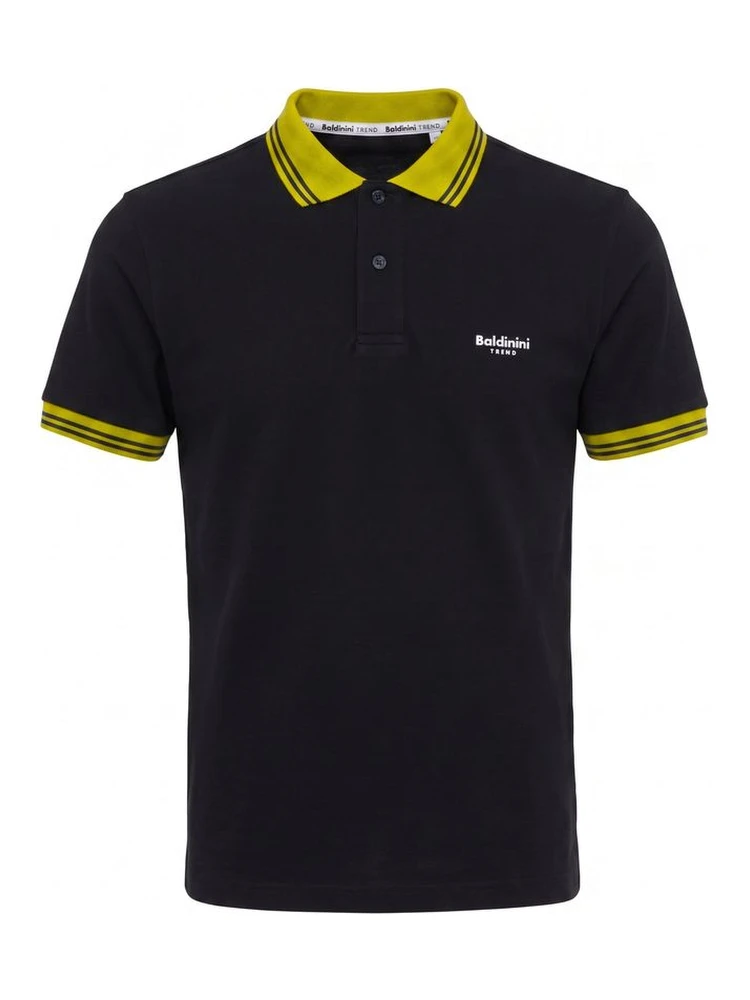 Blue Cotton Men Polo Shirt