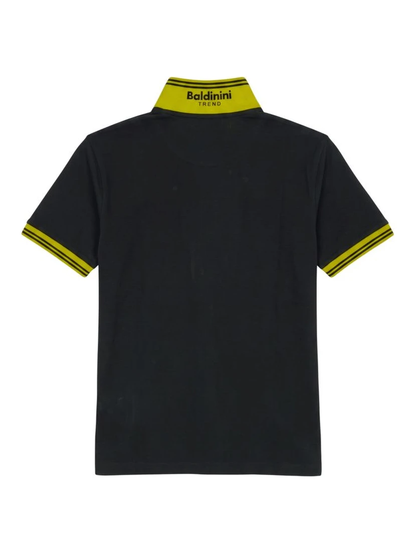 Blue Cotton Men Polo Shirt