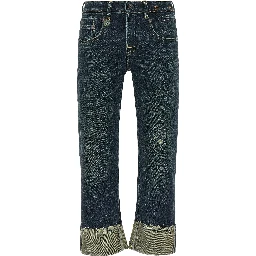 Blue Cotton Straight-Leg Jeans