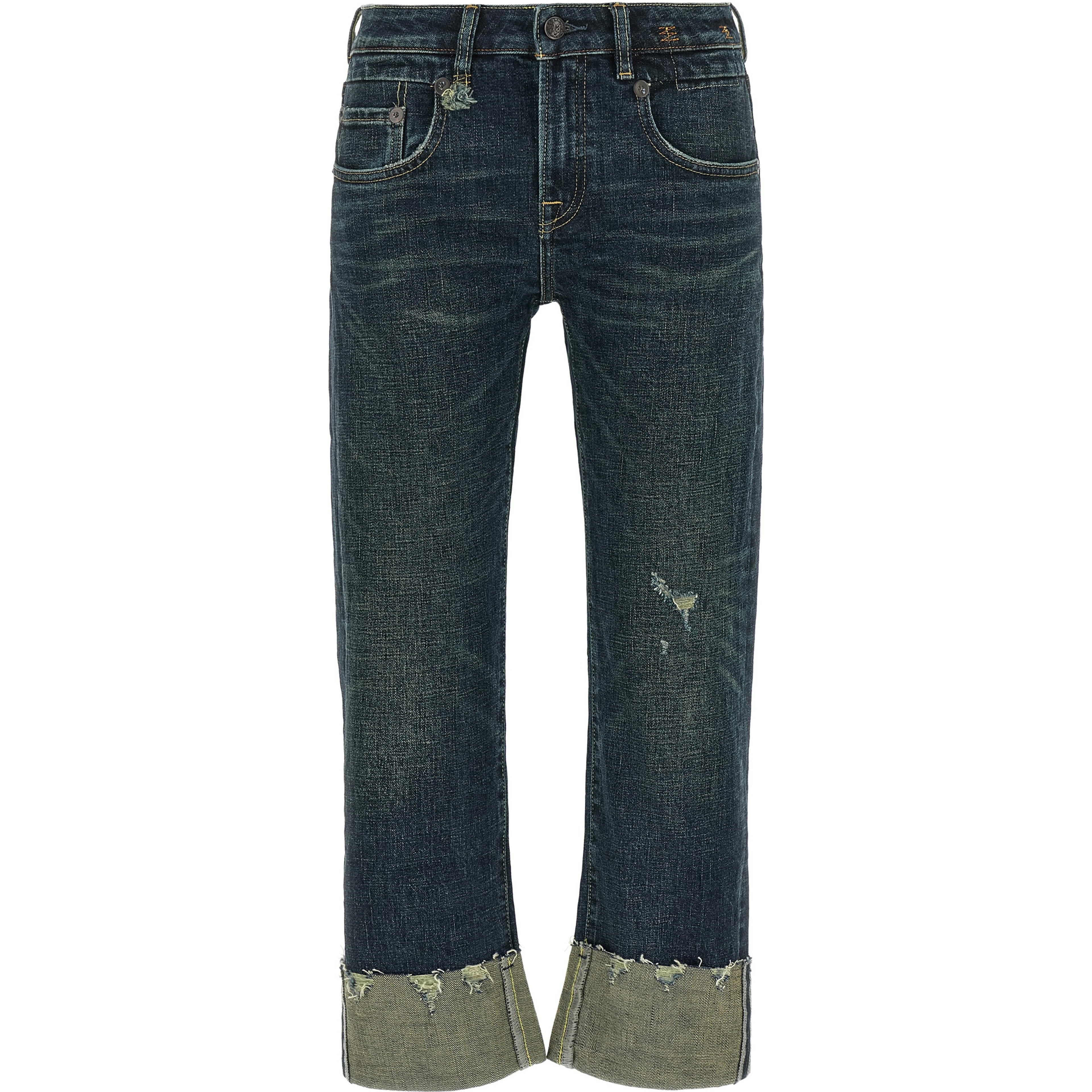 Blue Cotton Straight-Leg Jeans