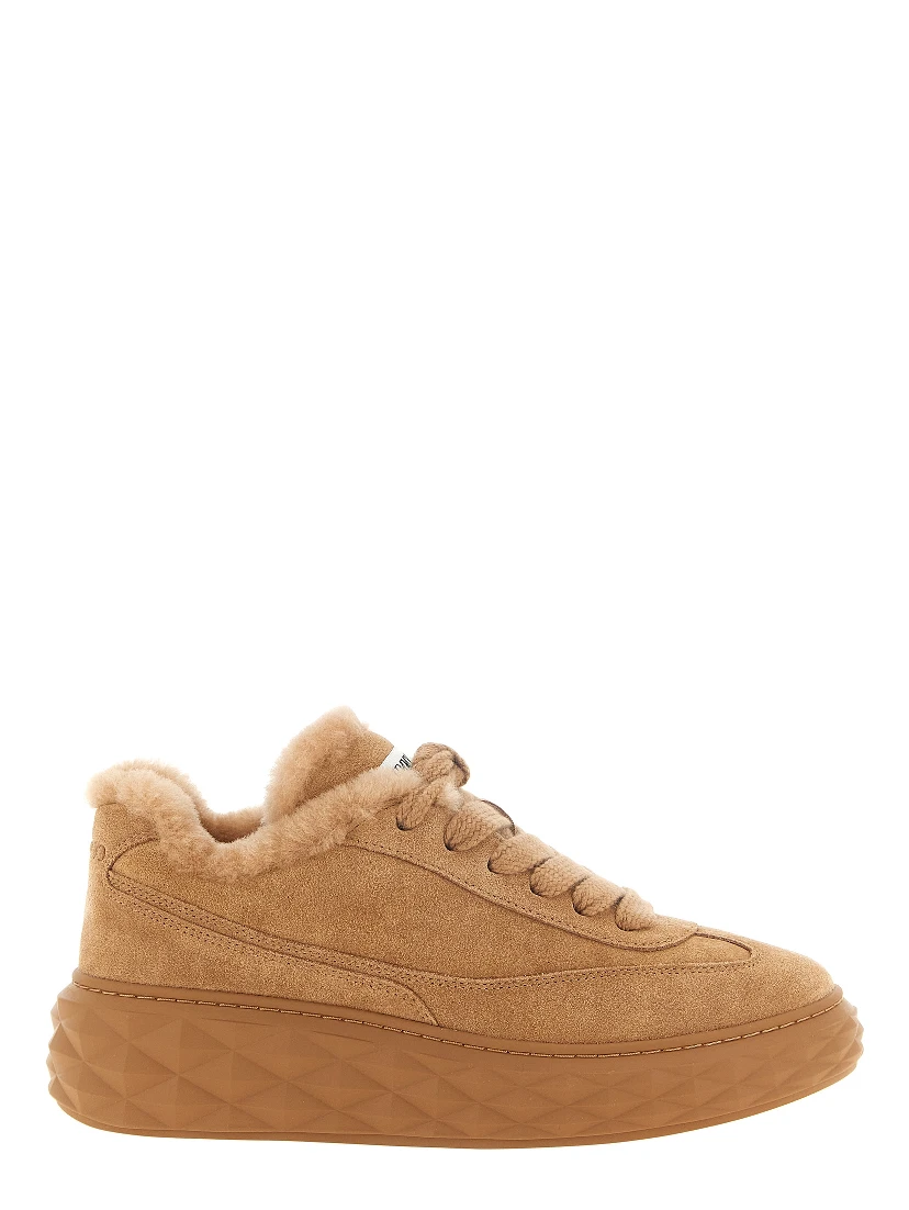 Beige Lamb Leather Chunky Sneakers