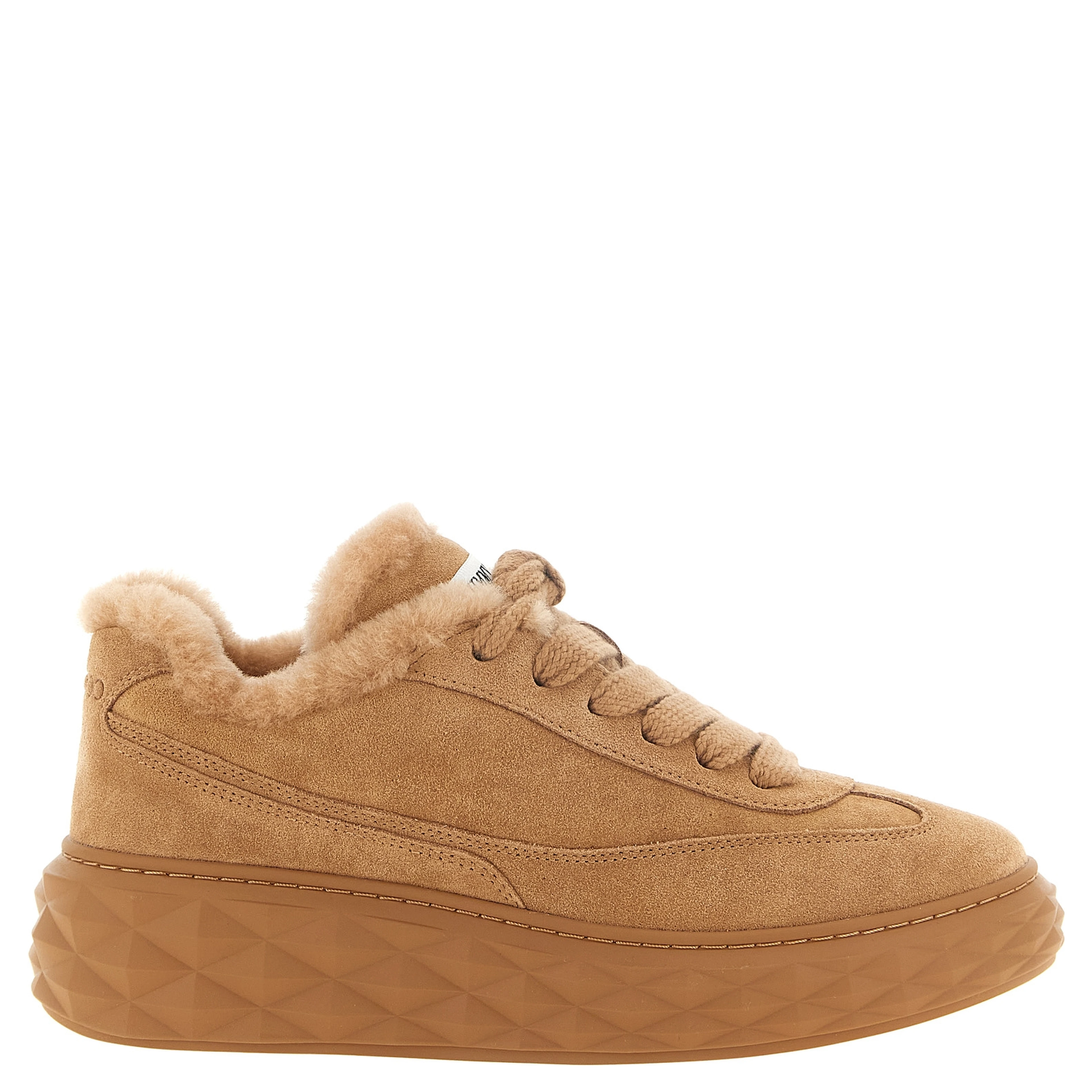 Beige Lamb Leather Chunky Sneakers