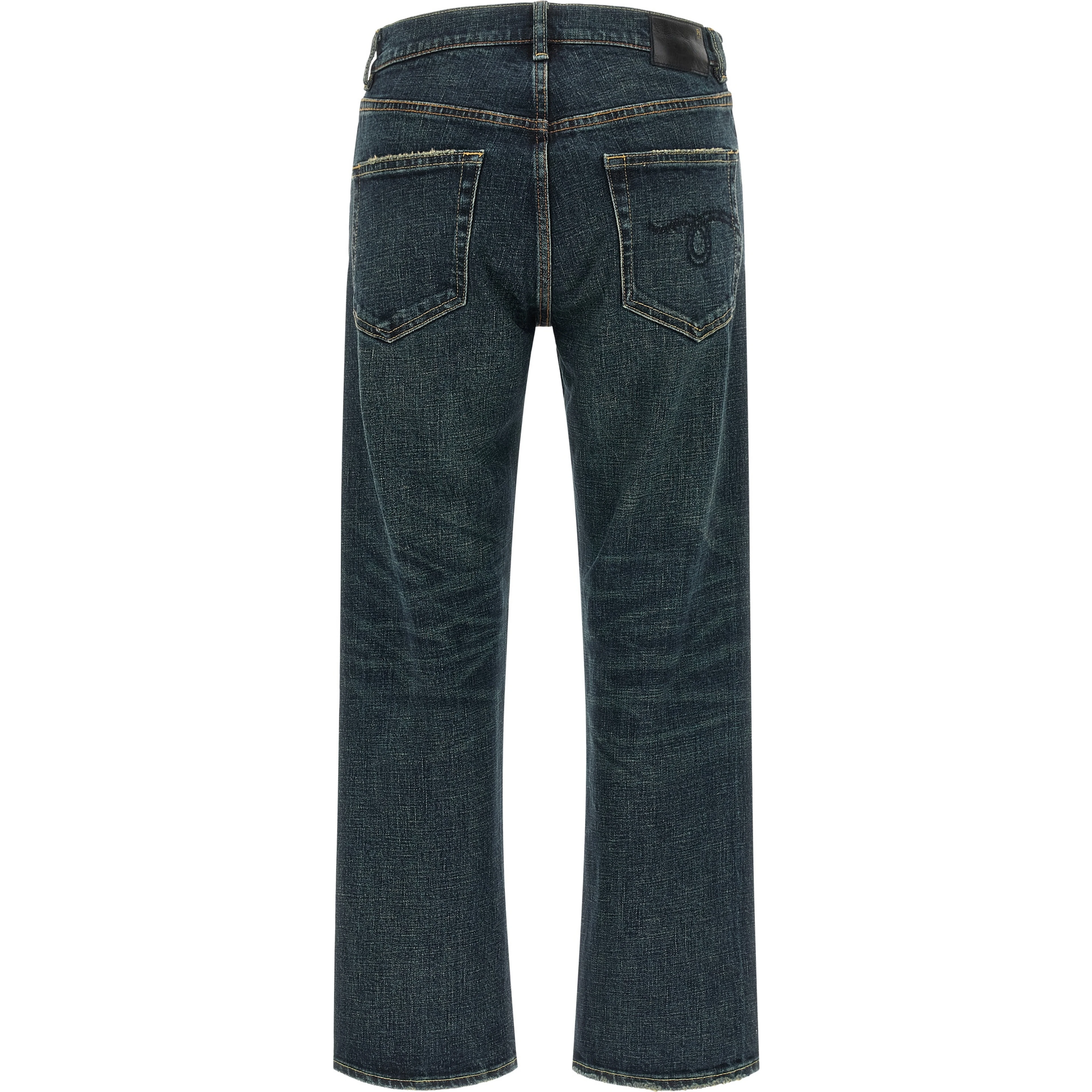Blue Cotton Straight-Leg Jeans