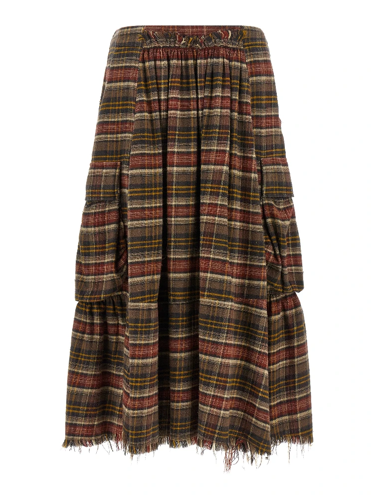 Brown Cotton Mini Skirt