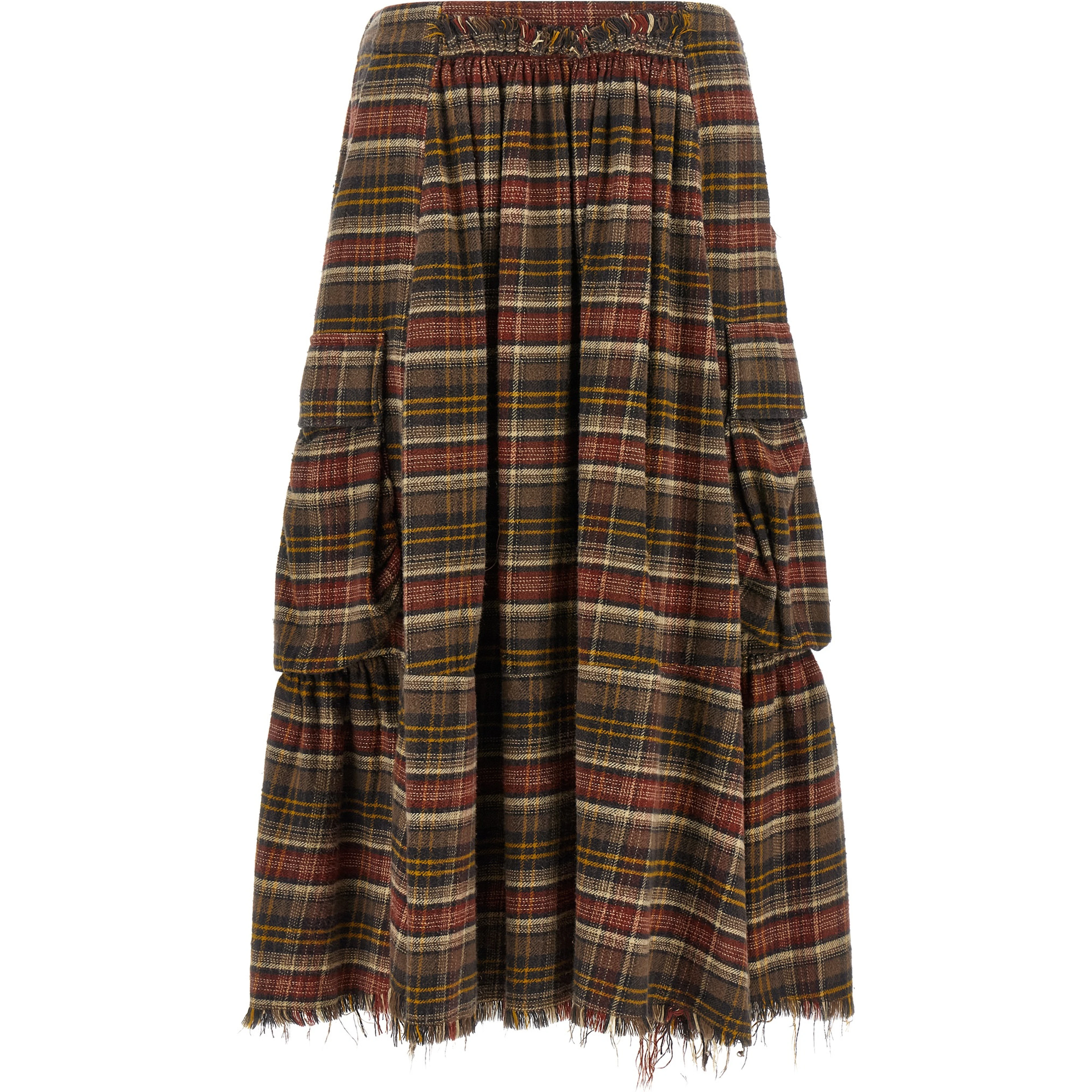 Brown Cotton Mini Skirt