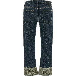 Blue Cotton Straight-Leg Jeans