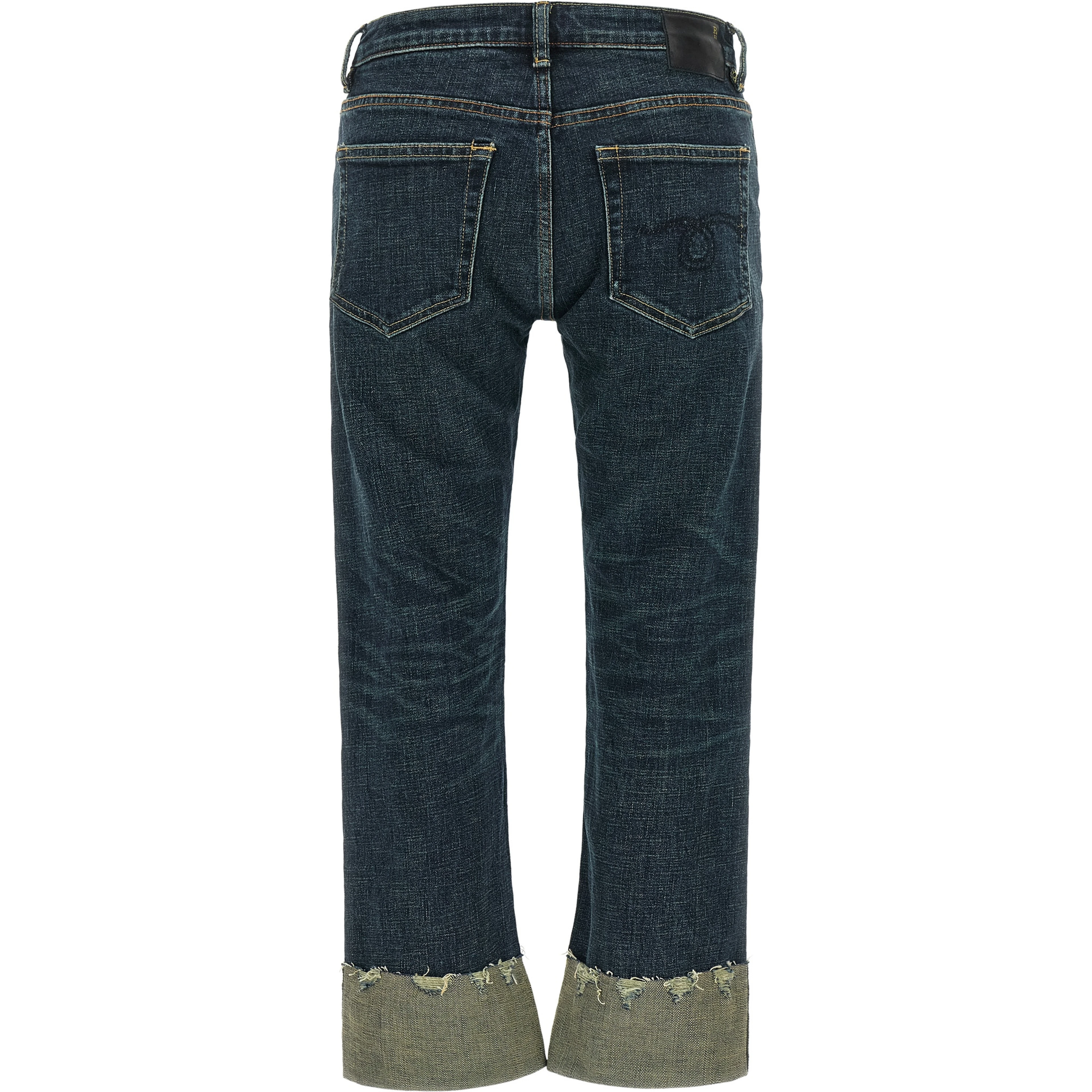 Blue Cotton Straight-Leg Jeans