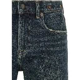 Blue Cotton Straight-Leg Jeans
