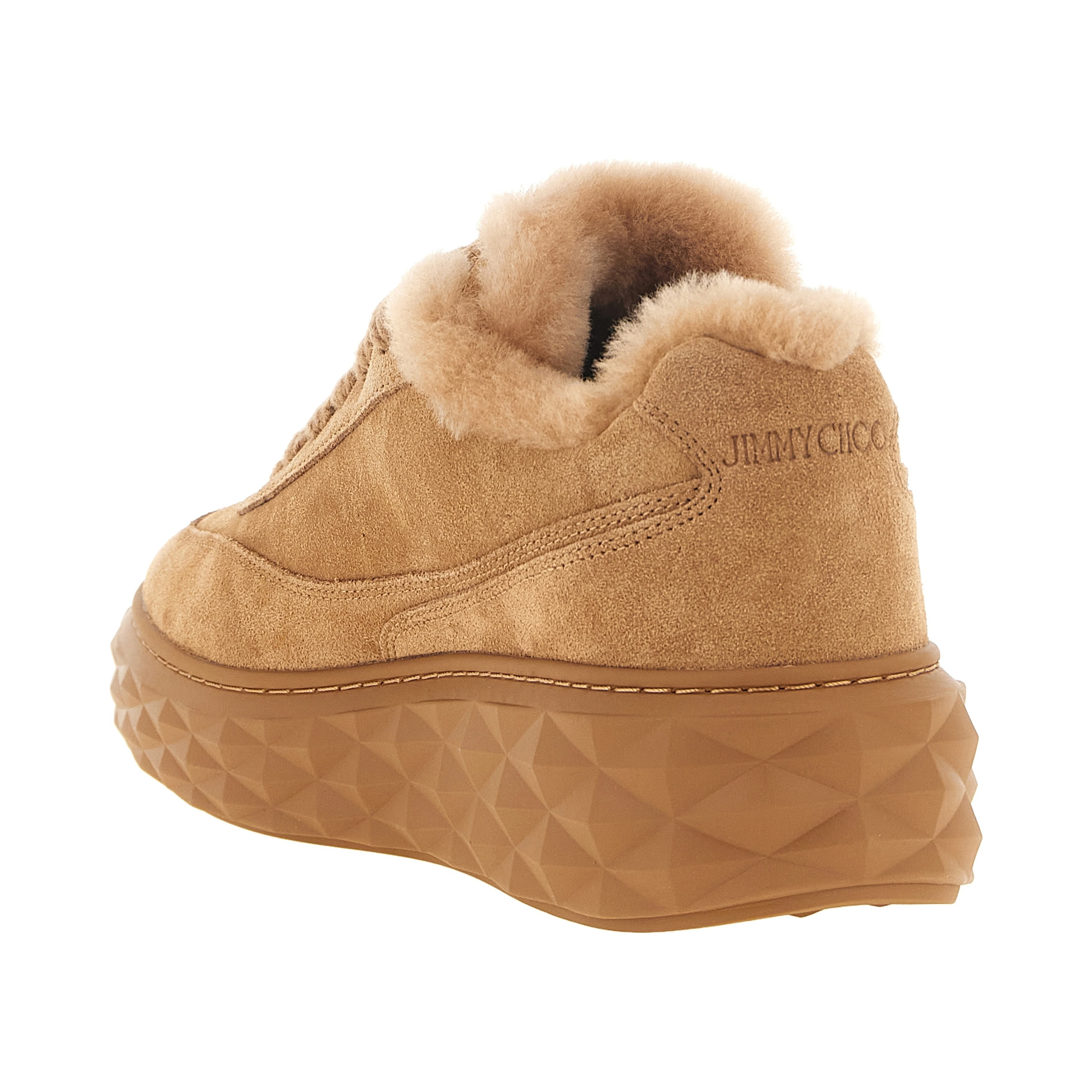 Beige Lamb Leather Chunky Sneakers
