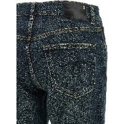 Blue Cotton Straight-Leg Jeans