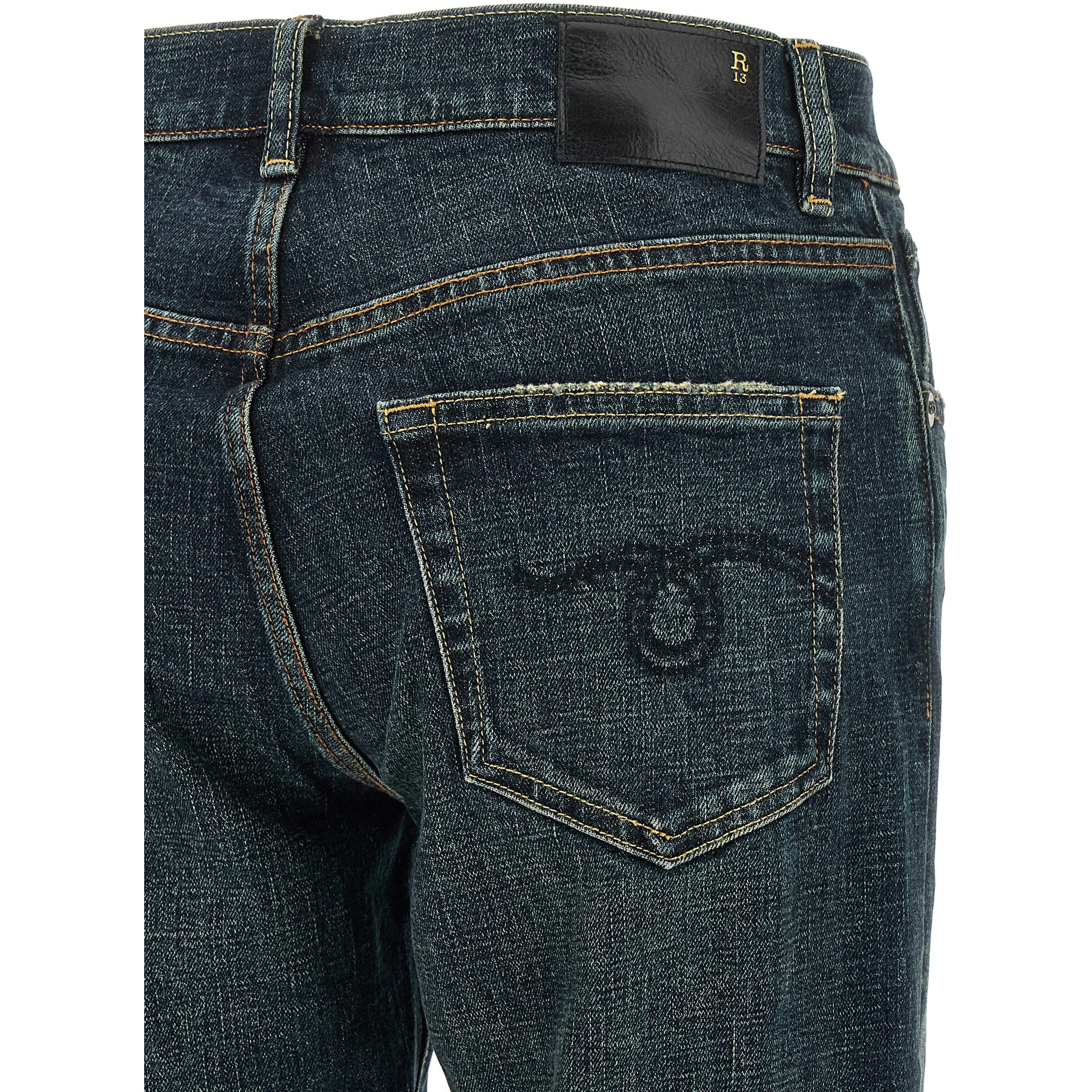 Blue Cotton Straight-Leg Jeans