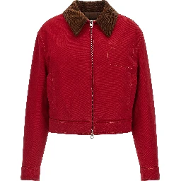 Red Cotton Biker Jacket