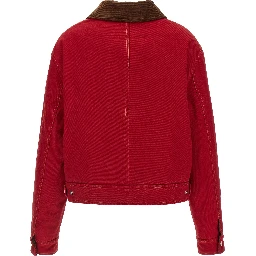 Red Cotton Biker Jacket