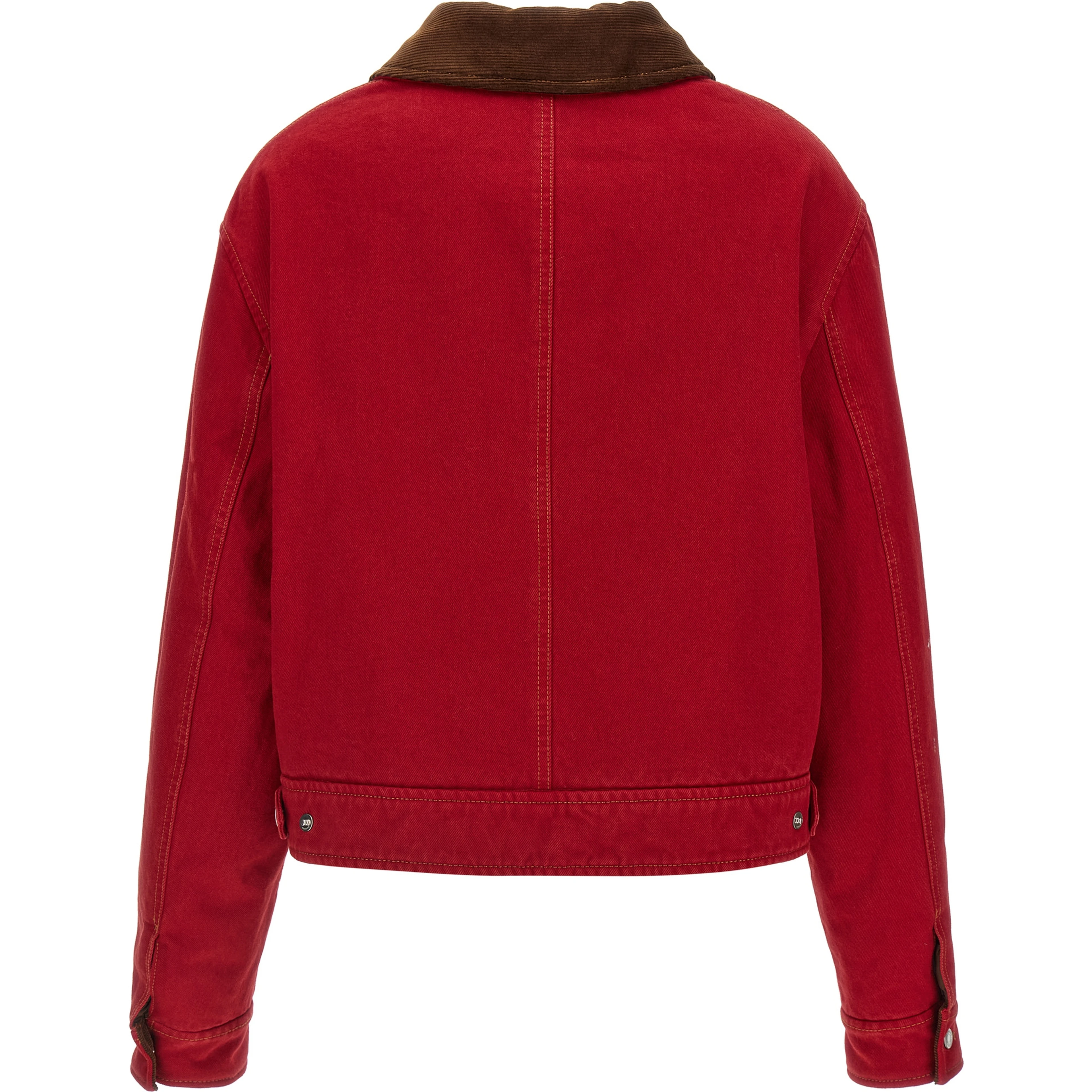 Red Cotton Biker Jacket