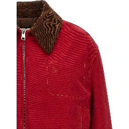 Red Cotton Biker Jacket