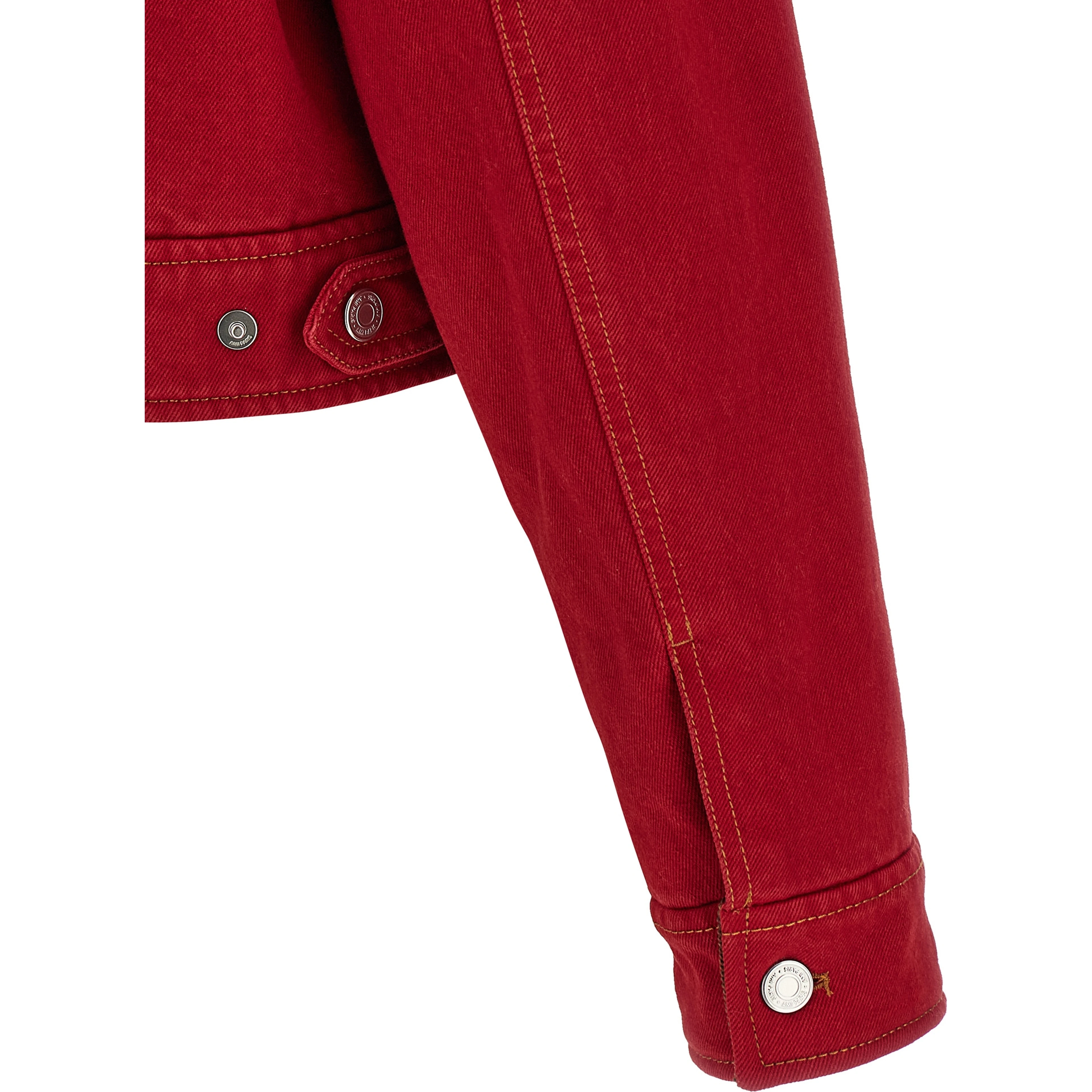 Red Cotton Biker Jacket