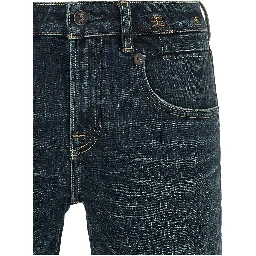 Blue Cotton Straight-Leg Jeans
