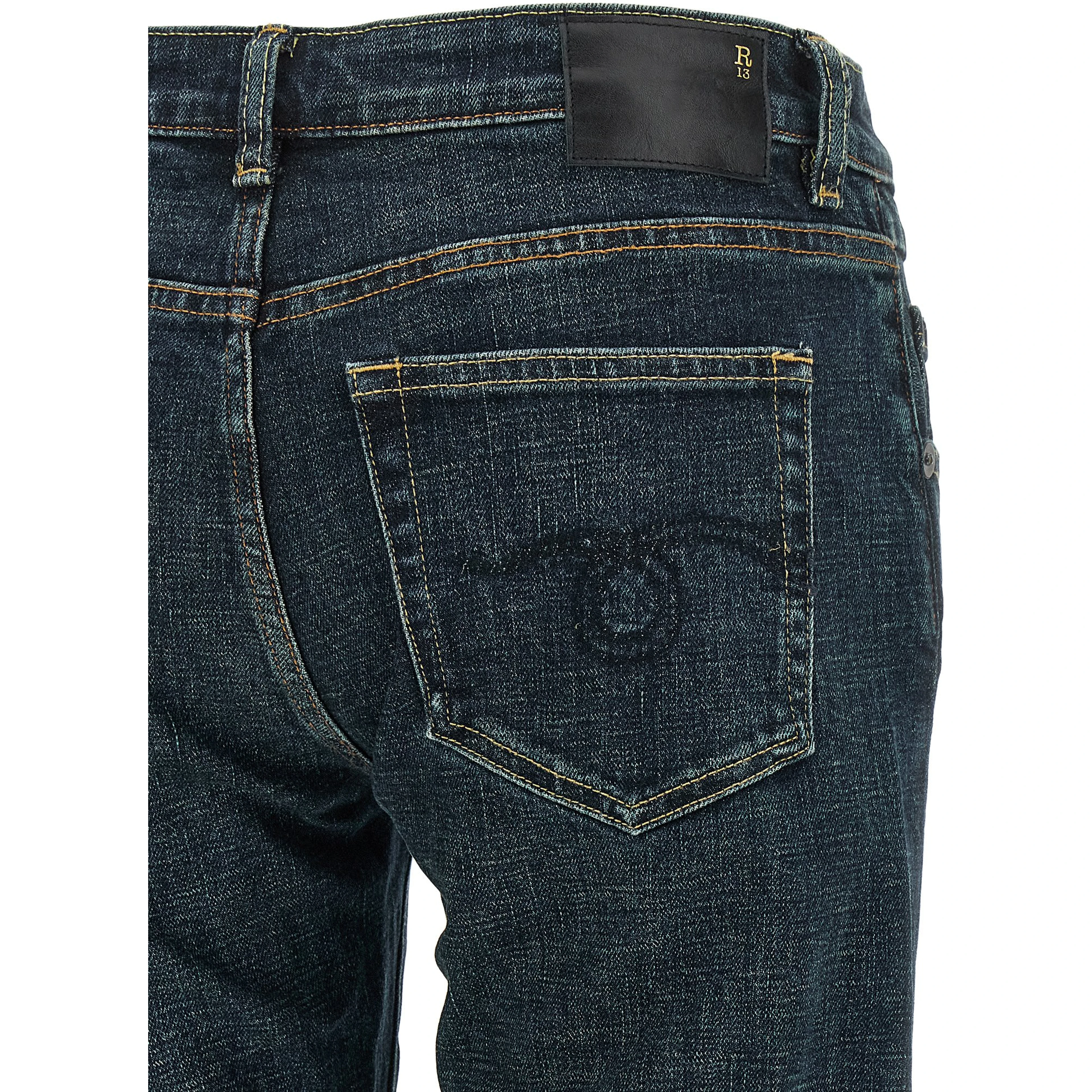 Blue Cotton Straight-Leg Jeans