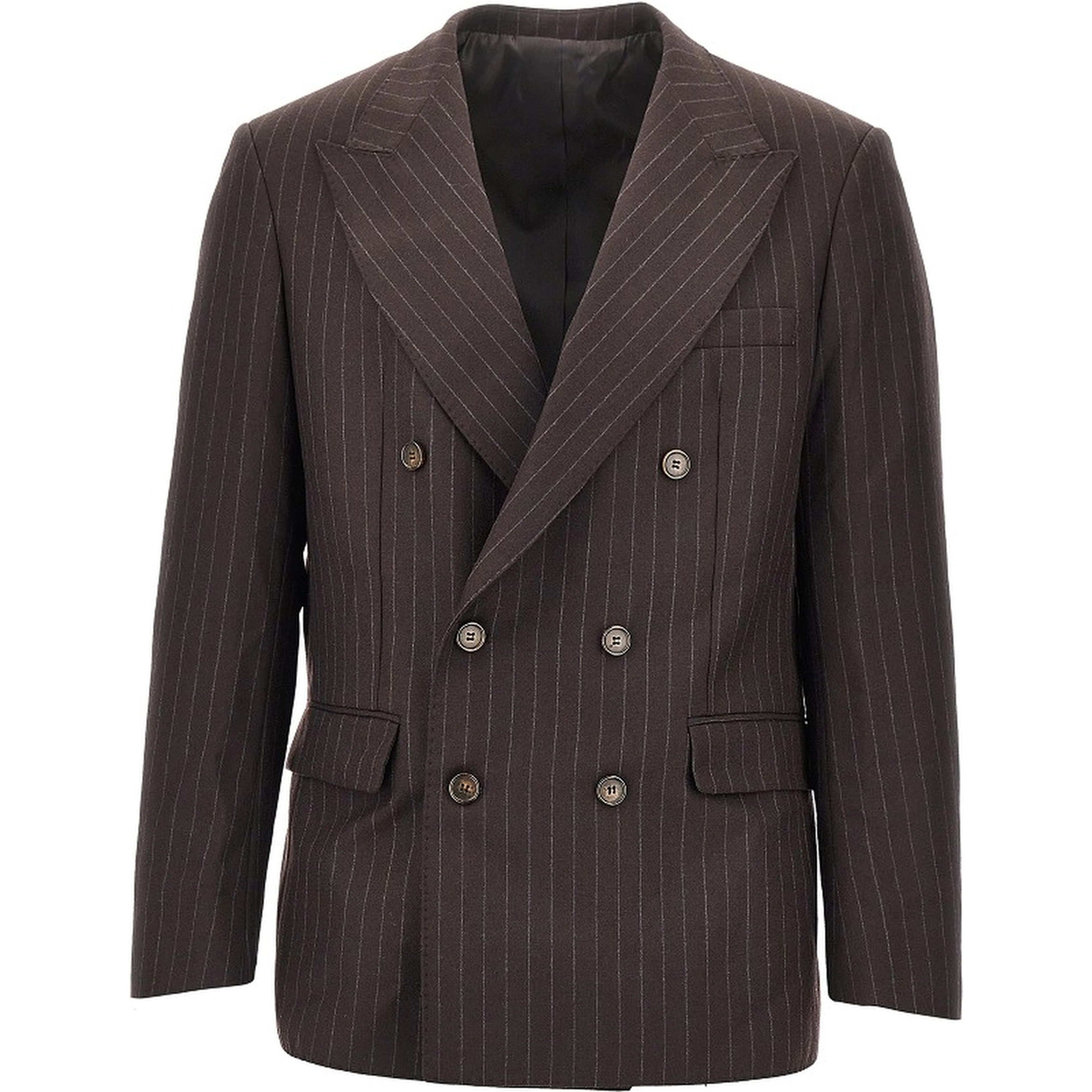 Pinstriped wool-blend double-breasted jacket