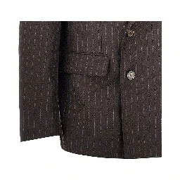 Pinstriped wool-blend double-breasted jacket
