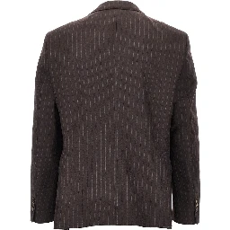 Pinstriped wool-blend double-breasted jacket