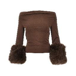 'Tyla' top with faux fur cuffs