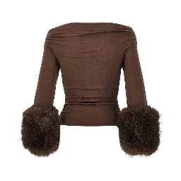 'Tyla' top with faux fur cuffs