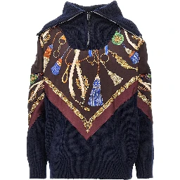 Wool and cashmere sweater with silk insert
