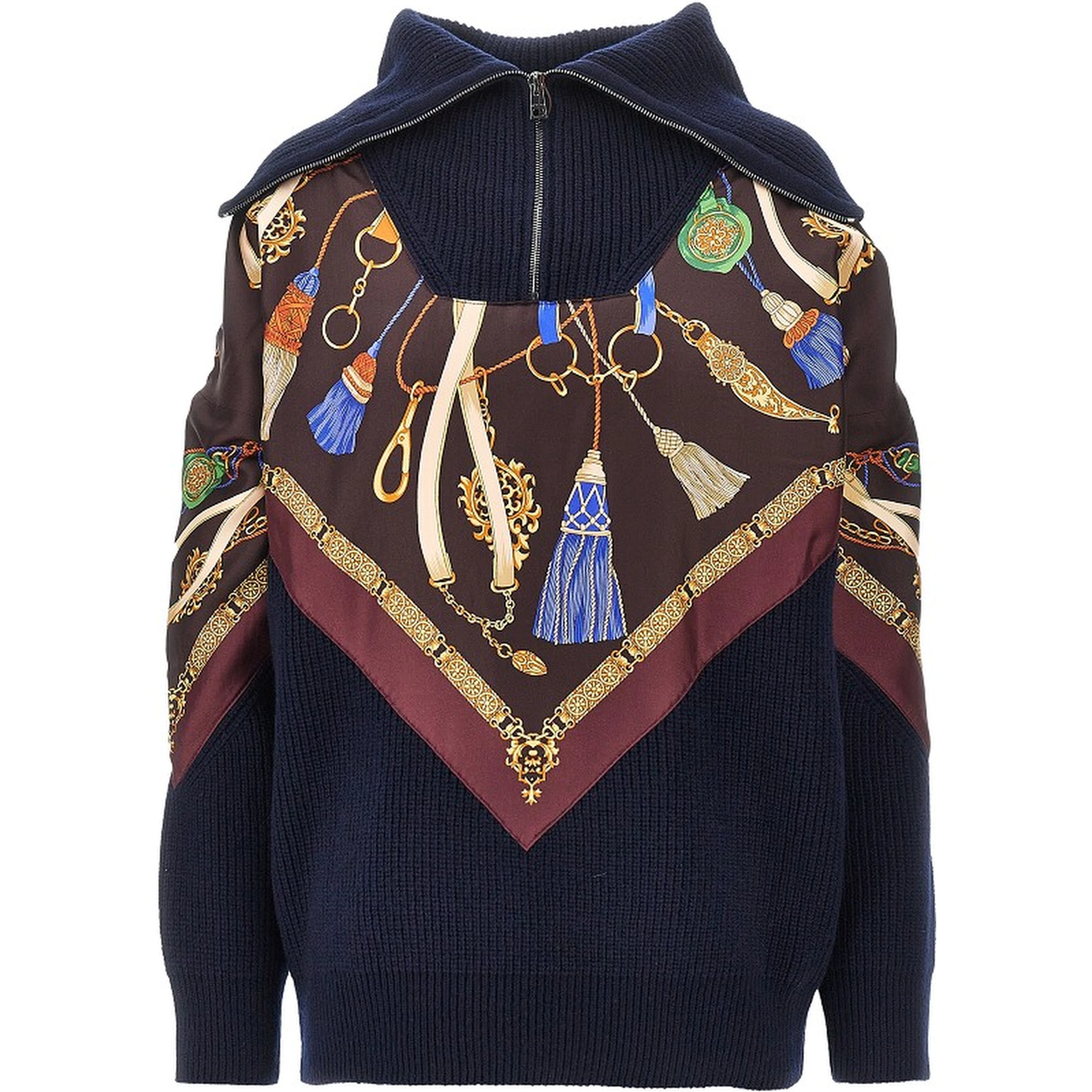 Wool and cashmere sweater with silk insert