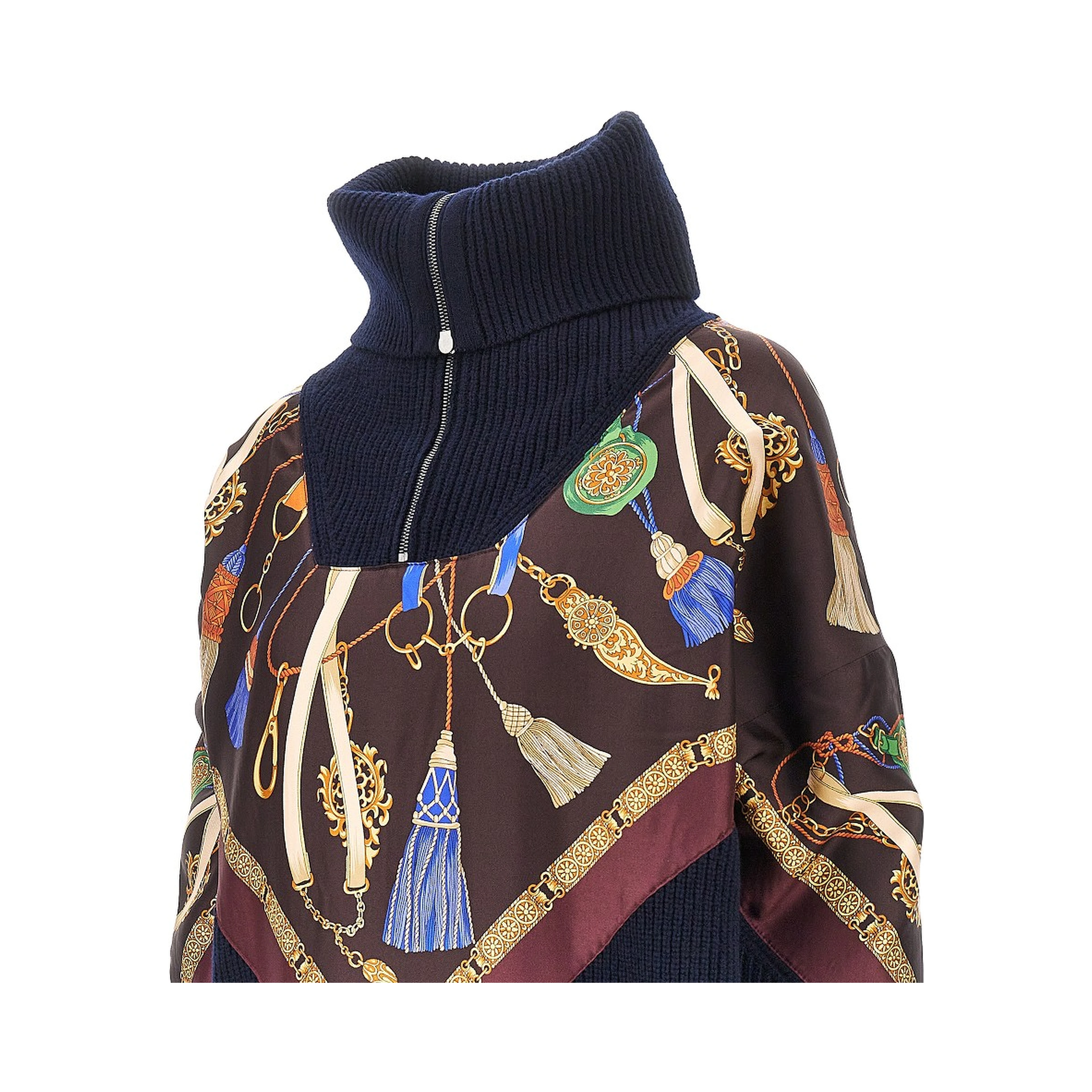 Wool and cashmere sweater with silk insert