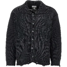 Distressed effect embroidered cardigan