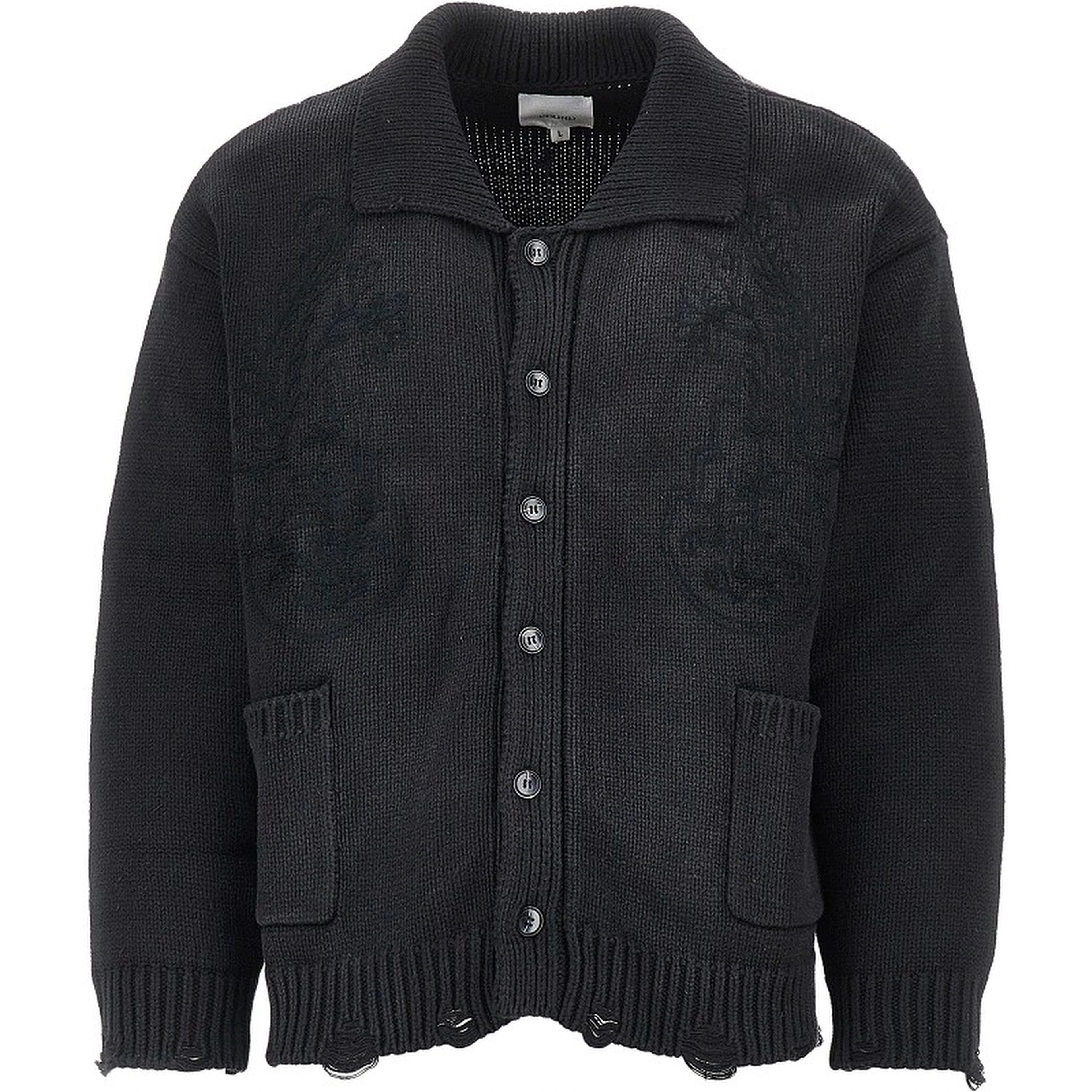 Distressed effect embroidered cardigan