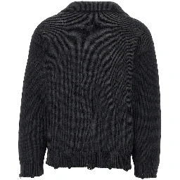 Distressed effect embroidered cardigan
