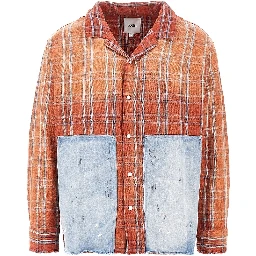 Flannel shirt with denim details